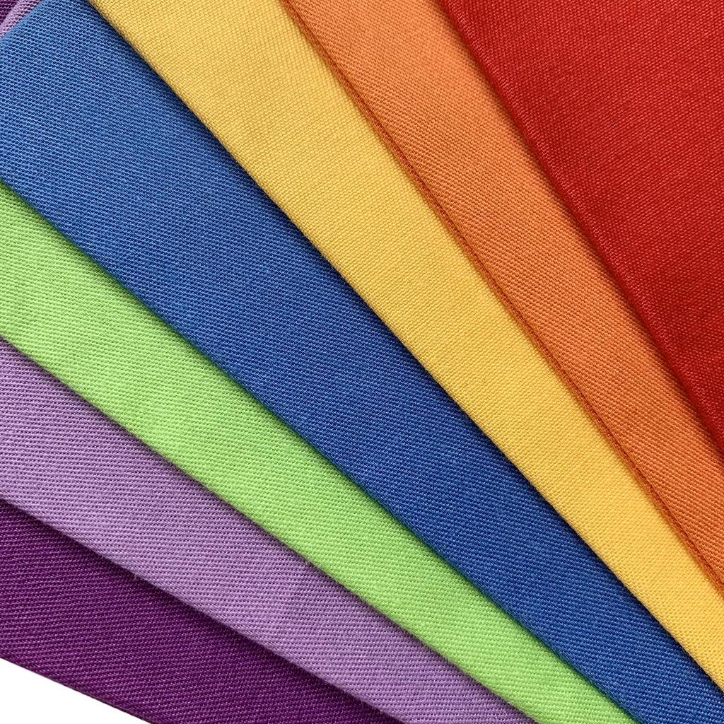Set of 7 Solid Color Fabric for DIY Cutting 7 Colors Scraps, Colorful, 100% Cotton, Crafts, Cloths, 46x56cm, (Rainbow)