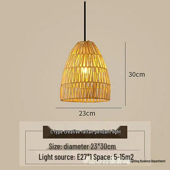 Japanese Rattan Pendant Light for Restaurant, Bar, Bedroom, Study, Tea Room, or Tatami Homestay