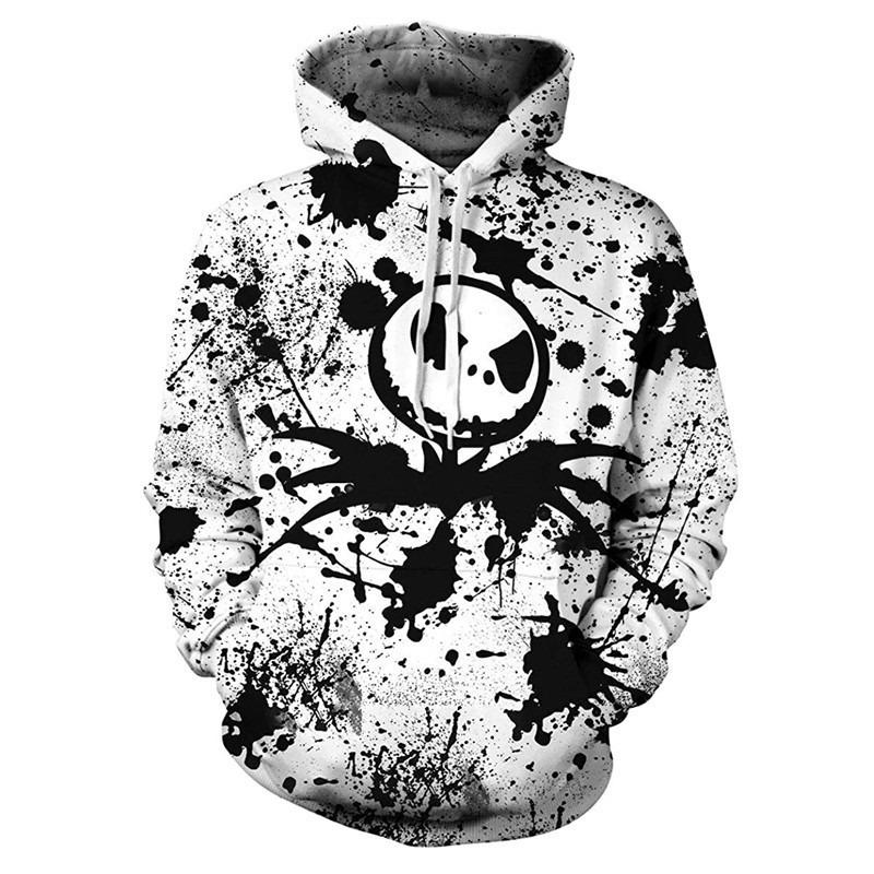 Halloween Movie Christmas Night Skull Jack Hooded Sweater Men's Digital Printing Personality Hoodie Women
