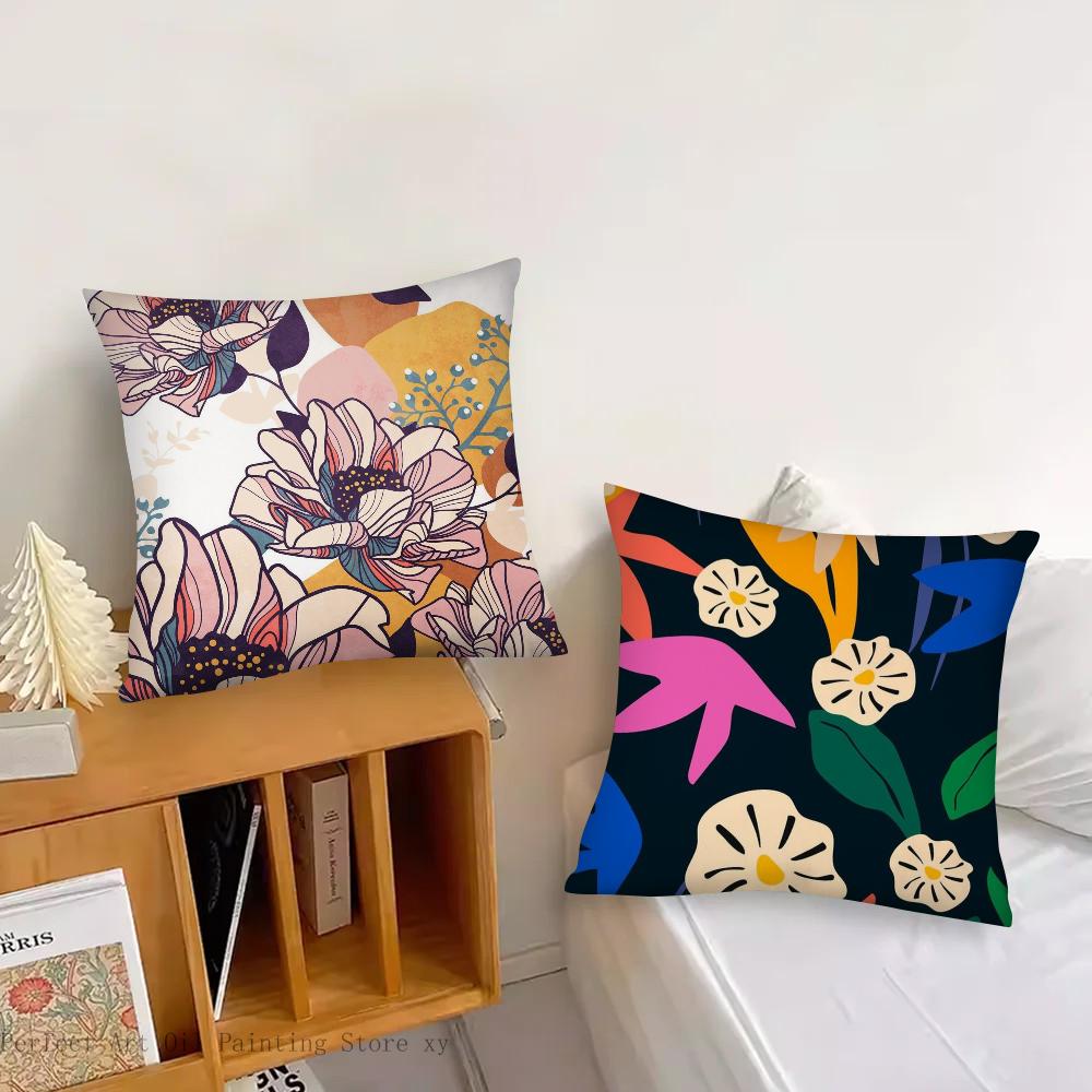 Colorful Flowers Pillow Case Square Pillow Bedroom Sofa Leisure Comfort Cushion Car Living Room Home Decoration 40X40