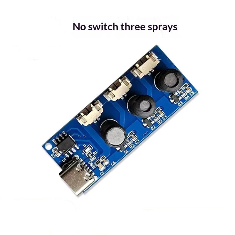 1*Circuit Board DC 5V Single Module Three Spray Electrified Direct Spray No Switch Ultrasonic Atomizer Humidifier Module Type C