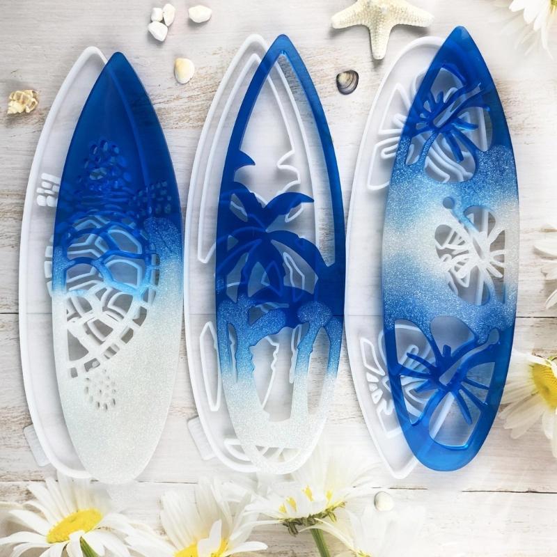 Flexible Silicone Mold Surfboard Shaped Wall Decorations Mould Epoxy Resin Moulds Jewelry Tool for Craft Enthusiasts