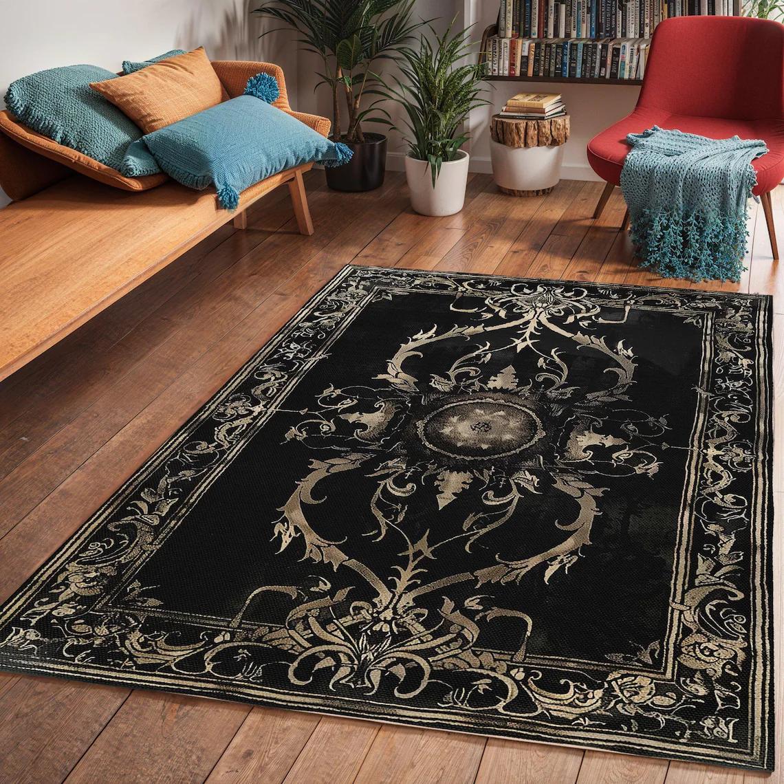 

Gothic Area Rug Dark Cottagecore Persian Style Decor Carpets Non-slip Mat for Bedroom Living Room Home Decor Animal Floor Mat 40x60cm