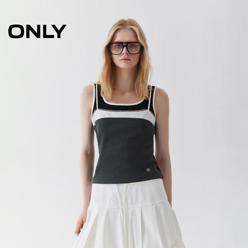 ONLY 2025 Summer Layered Faux 3-Piece Color Block Camisole Tee M