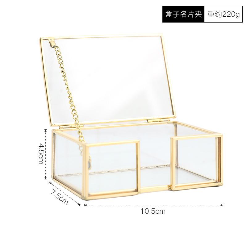 Desktop Business Card Box, Business Card Holder, Desktop Metal Brass, Personalized Glass Business Card Holder, Creative