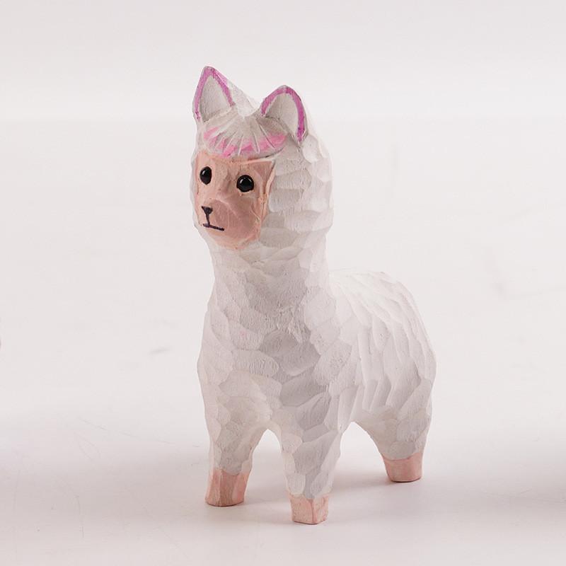 Cute Alpaca Wooden Carving Decor For Home Gift And Birthday Celebration