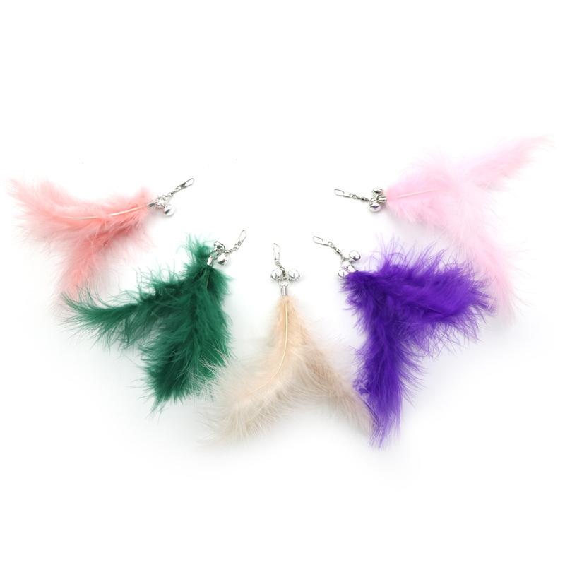 Cat Teaser Stick Replacement Head Bite-Resistant Feather Belt Bell Cat Toy Set Pet Supplies Kitten Relief Bite-Resistant Fang