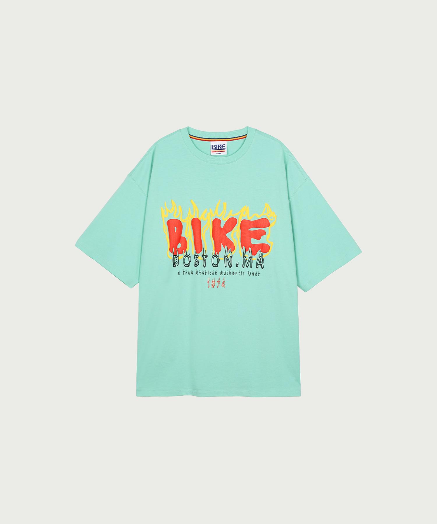 Bike Burning Logo T-Shirt Turquoise Tq/L