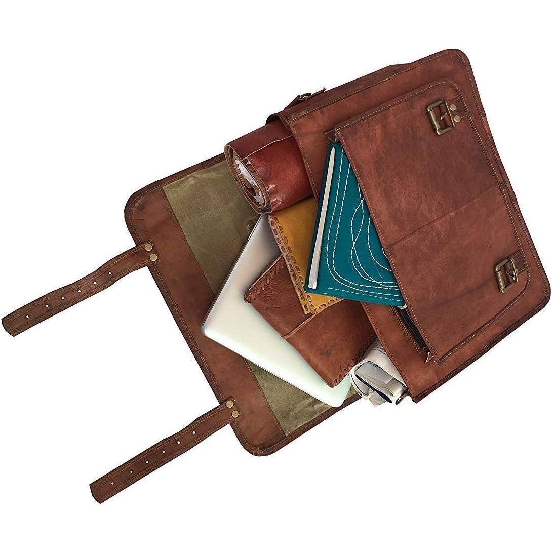 Винтажный кожаный портфель для ноутбука ручной работы — фото 4