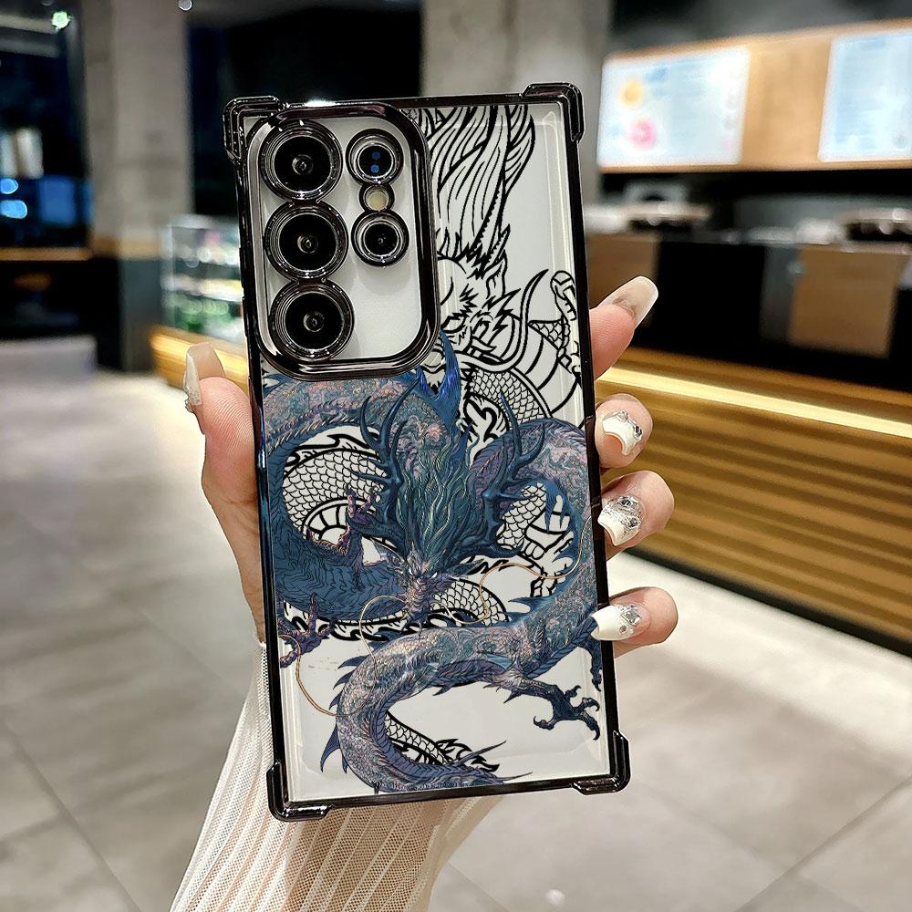 God Black Dragon Cyan Funda For Samsung S26 Ultra Phone Case For Galaxy S25 FE S26 S24 S23 S22 S21 Ultra S20 Plus 5G Clear Cover