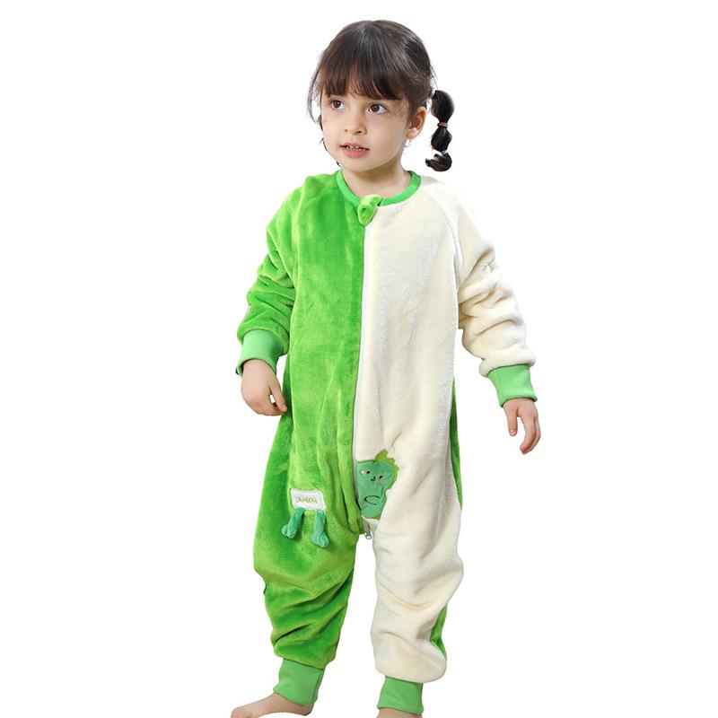 Baby Cartoon Flannel Romper Warm One Piece Pajamas Autumn Winter Homewear for Kids