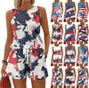 Women's Summer Colour Block Print Vest Sleeveless Top Shorts Set