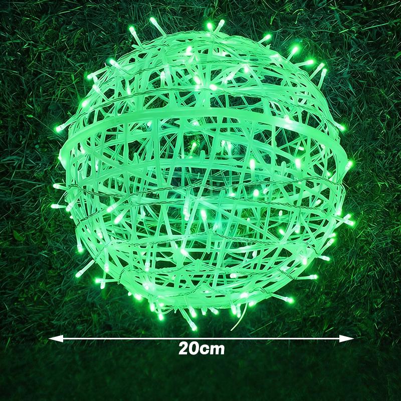 Year 20Cm Hanging Light Led Light Multiple Colors Rattan Ball Fairy Light String Waterproof Garden Holiday Gift
