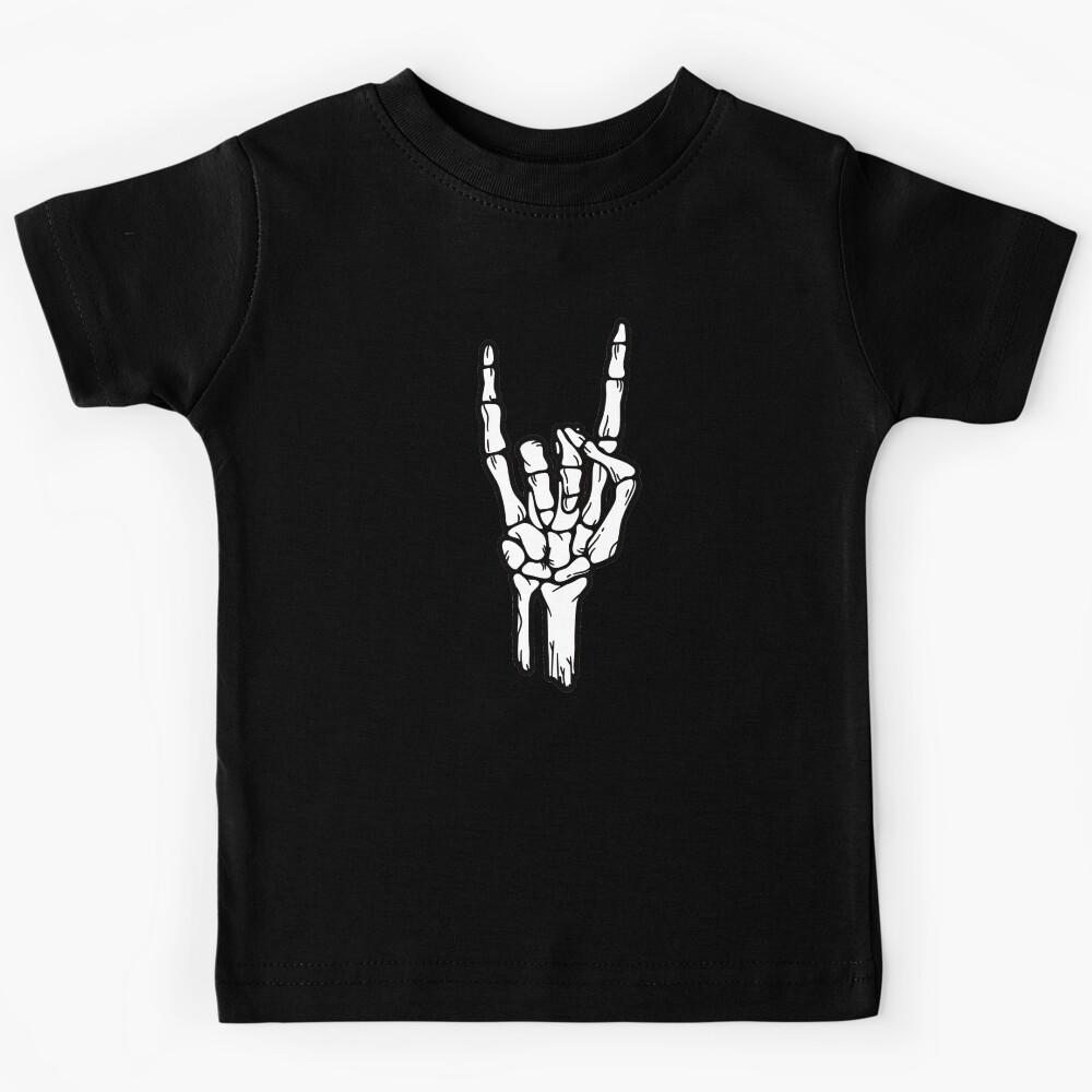 Rock and Roll Skeleton Hand Kids T-Shirt 150
