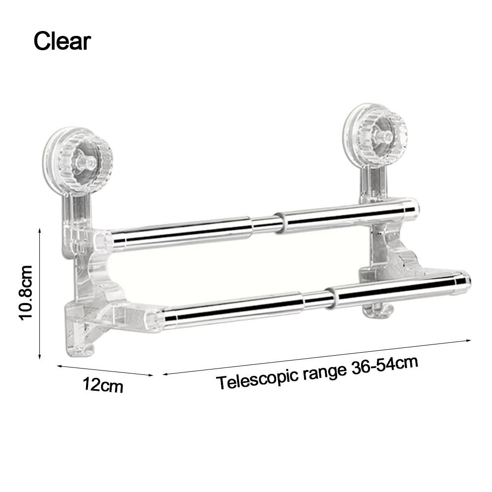 1Pcs Suction Cup Wall Towel Rack Double Layer Rod Kitchen Bathroom Shelf