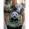 Men's 3D Printed Panda Pattern Printed T-shirt Digital Printed Short Sleeved T-shirt Breathable Polyester Round Neck Casual