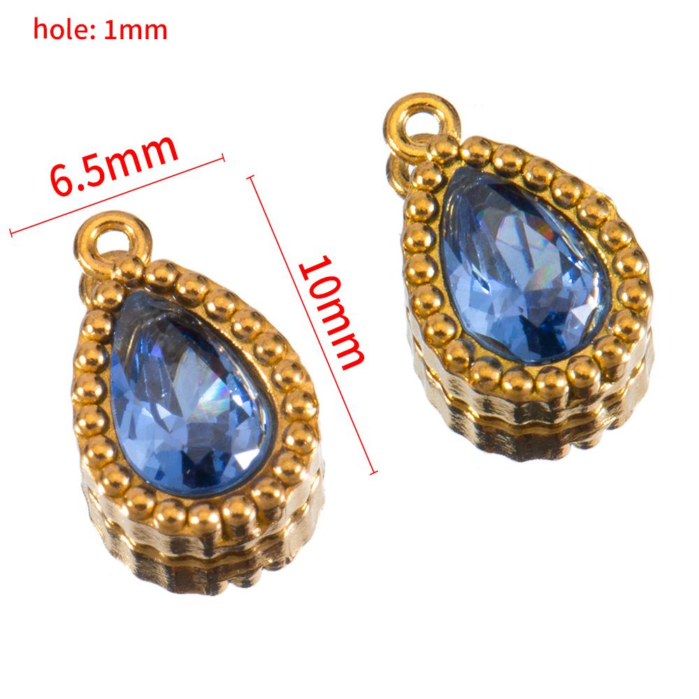 10pcs Stainless Steel Colorful Rhinestone Waterdrop Charms for Earrings Pendant Necklace DIY Jewelry Making Clothing Accessories
