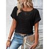 Lace Splicing Crew Neck T-shirt, Casual Short Sleeve Top For Spring & Summer, Women's Clothing