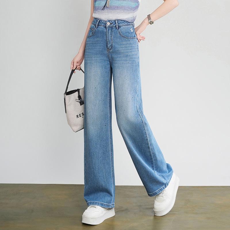 High-Waisted Rhinestone Wide-Leg Women s Jeans 31