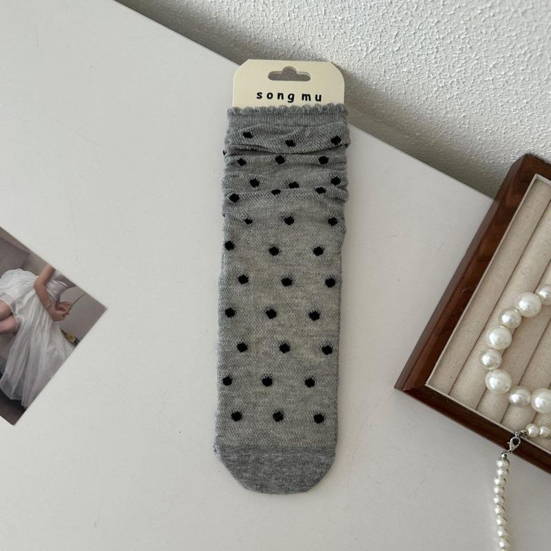 

Socks Women S Medium Tube Socks Spring And Summer Thin Mesh Breathable Girl Jk Socks Lolita Polka Dot Bow Stacking Socks one size (no cardboard backing)