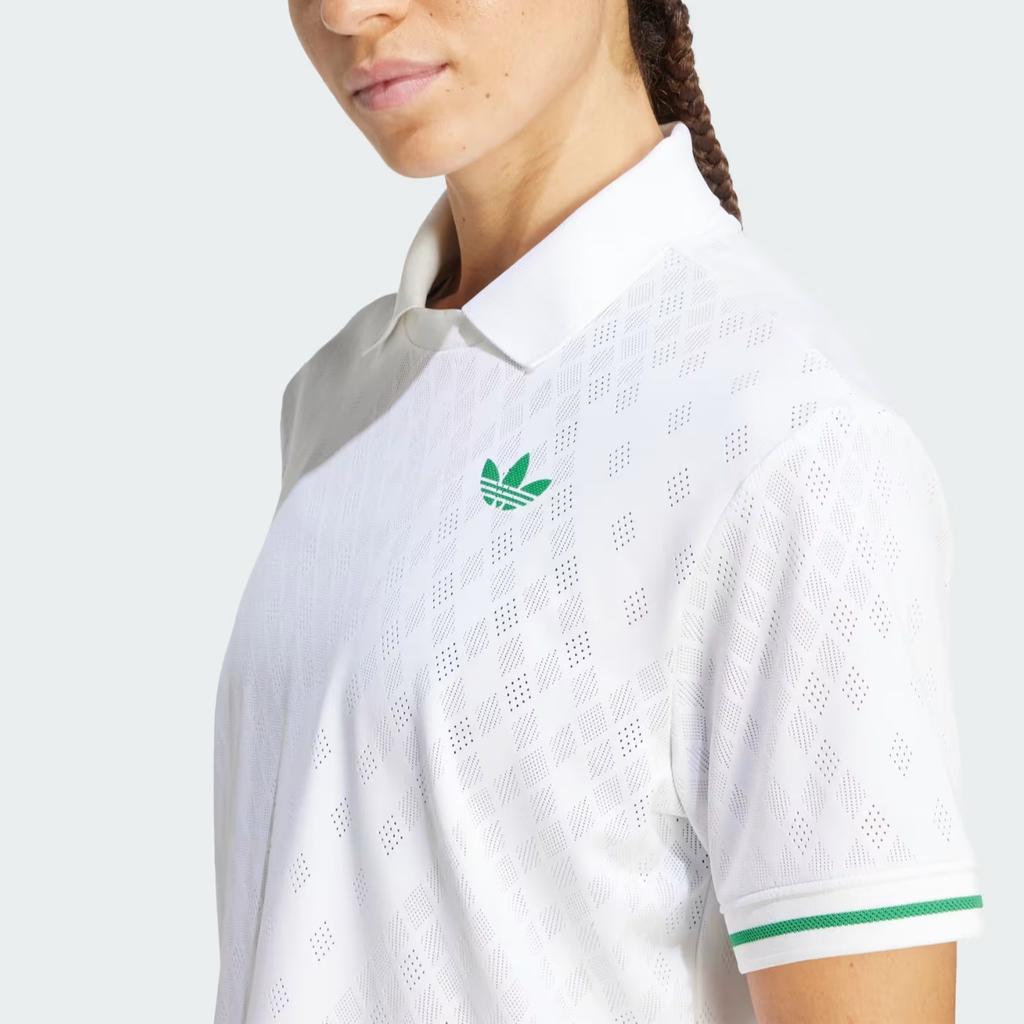 Adidas Originals Striped Loose Fit Short Sleeve Polo Shirt Women Tops White JM4734