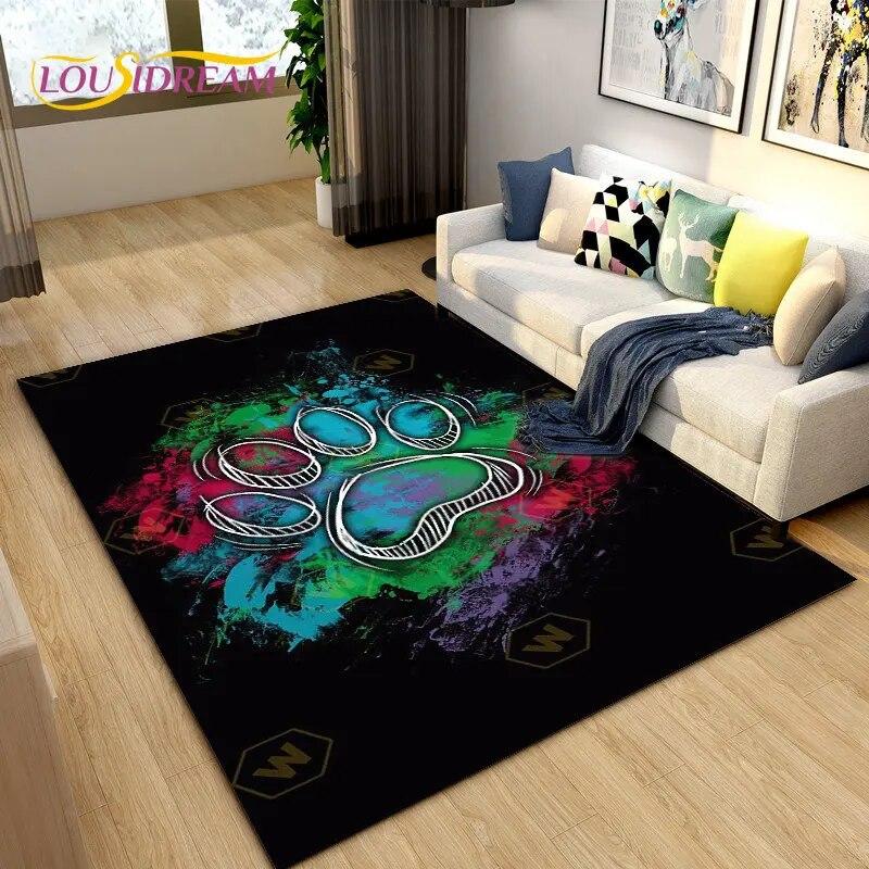 3D Pets Footprint Sole Series Area Rug Large,Carpet Rug for Living Room Bedroom Sofa Doormat Decoration,kids Non-slip Floor Mat