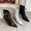Fashion Fashion Lace Up Modern Women Ankle Boots Shoes Buckle Strap Pointed Toe Ladies Short Boots Heels Shoes Female Pumps Lady