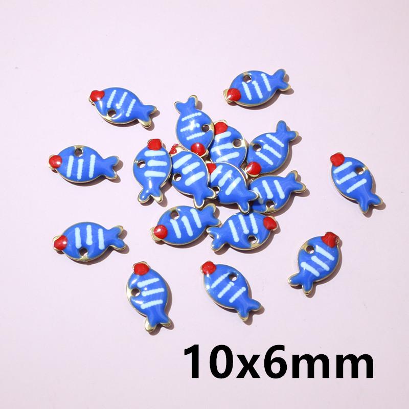 20pcs Stainless Steel Enamel Small Cute Charms Pendant Fish Starfish Coral Reef DIY Jewelry Making Accessories Findings