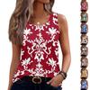 Top Regata Feminino Sem Mangas Gola U Detalhe de Botões Estampa Floral Casual Verão Blusa Leve Tecido Macio Caimento Confortável