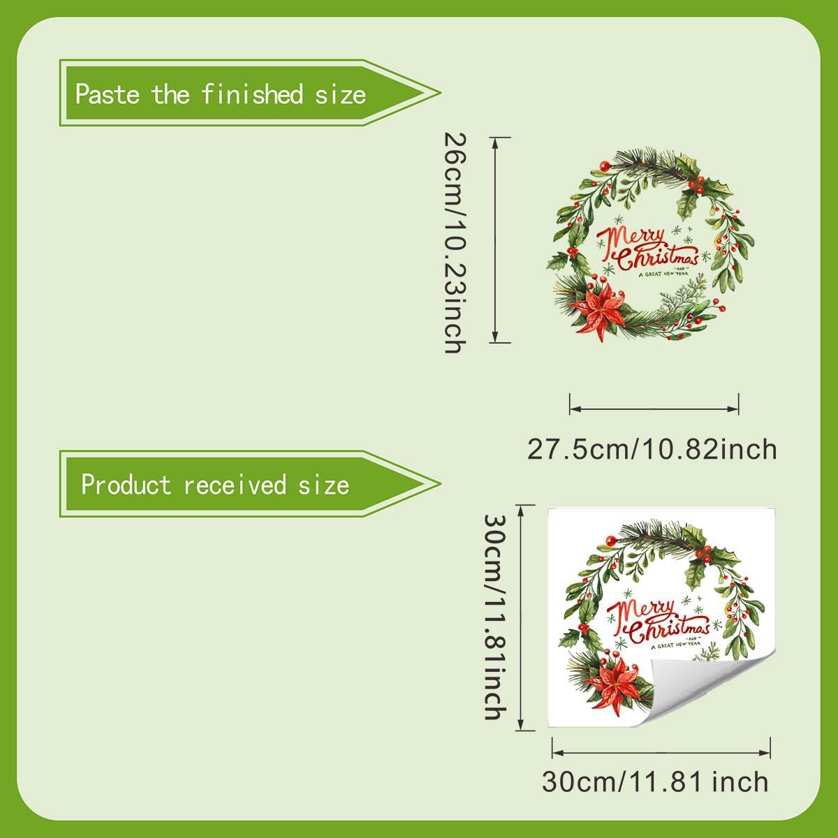 

Рождественский венок полностью прозрачный и виден с обеих сторон, со стикерами для украшения дома на стекле 30*30cm