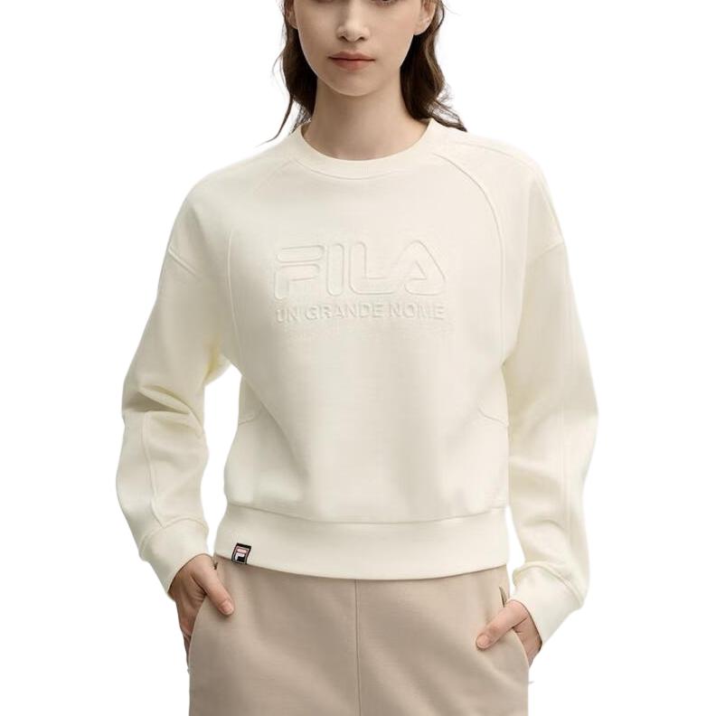 Fila Original Casual Classic Versatile Soft Comfortable Loose Pullover Sweatshirt Women Sweatshirt Cloud-White F11W549207FIV