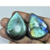 41-44 MM Natural Labradorite Multi Pear Cabochon Loose Gemstone 2 Pcs Lot D-185
