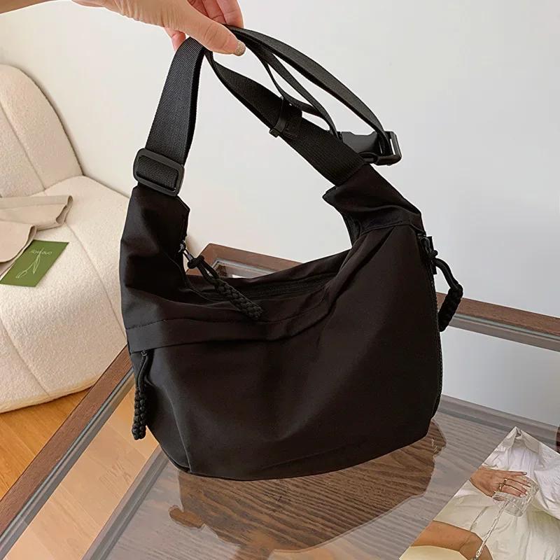 Trendy Nylon Crossbody Bag  Large Capacity Shoulder Bag  Casual Oxford Cloth Dumpling Bag For Outdoor Sport Cycling Hiking