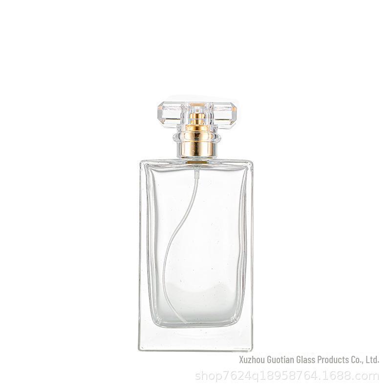 Fashionable Flat Square Perfume Bottle - 30ml, 50ml, 100ml with Push Spray, Portable, Thick Base.