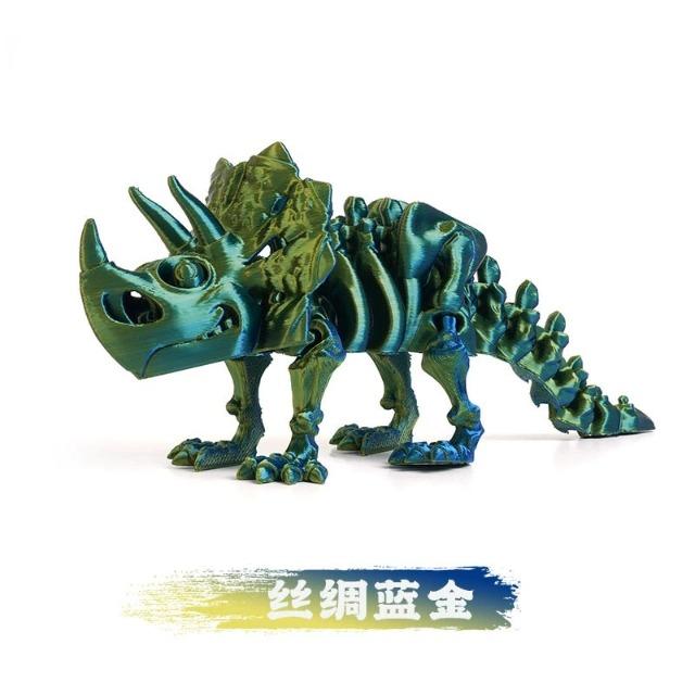 3D Printed Triceratops Rex Figurine – Full Jointed Movable Dinosaur Model, Realistic Desktop Decoration & Birthday Gift