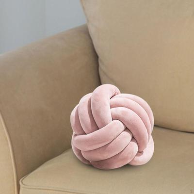 Almofada de bola de nó macio 22 cm brinquedo de pelúcia tecido à mão para sofá carro decoração de casa rosa