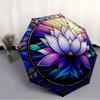 1pc Lotus StainedGlass Auto Open/close, All-Season Portable Folding Umbrella for Women & Men, Travel, Everyday, Formal Events - Compact Luxury Parasol