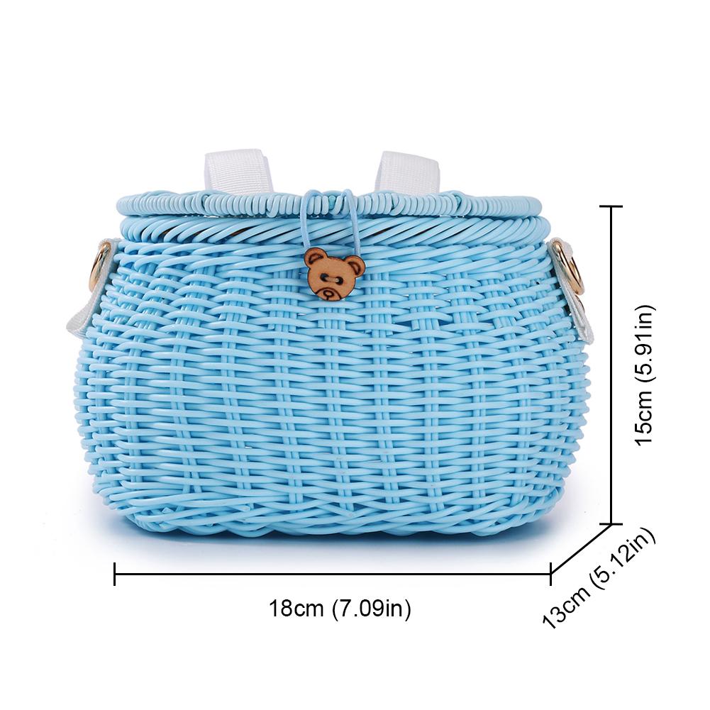 Cesto de Bicicleta Infantil Plástico Tecido Cesto de Bicicleta Bicicletas Infantis Cesto de Vime Cesto Dianteiro de Bicicleta Mochila Acessórios de Bicicleta