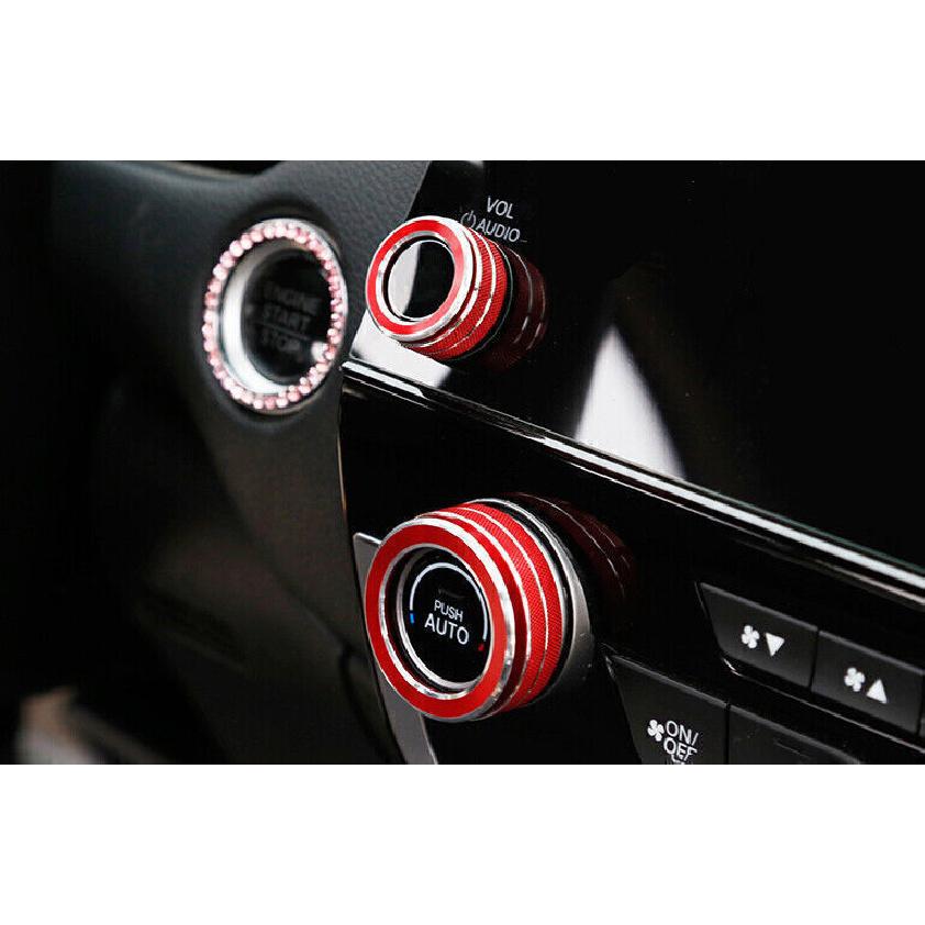 Fit For Honda CRV CR-V 2017- Aluminum Red Central Console AC Knob Cover Trim