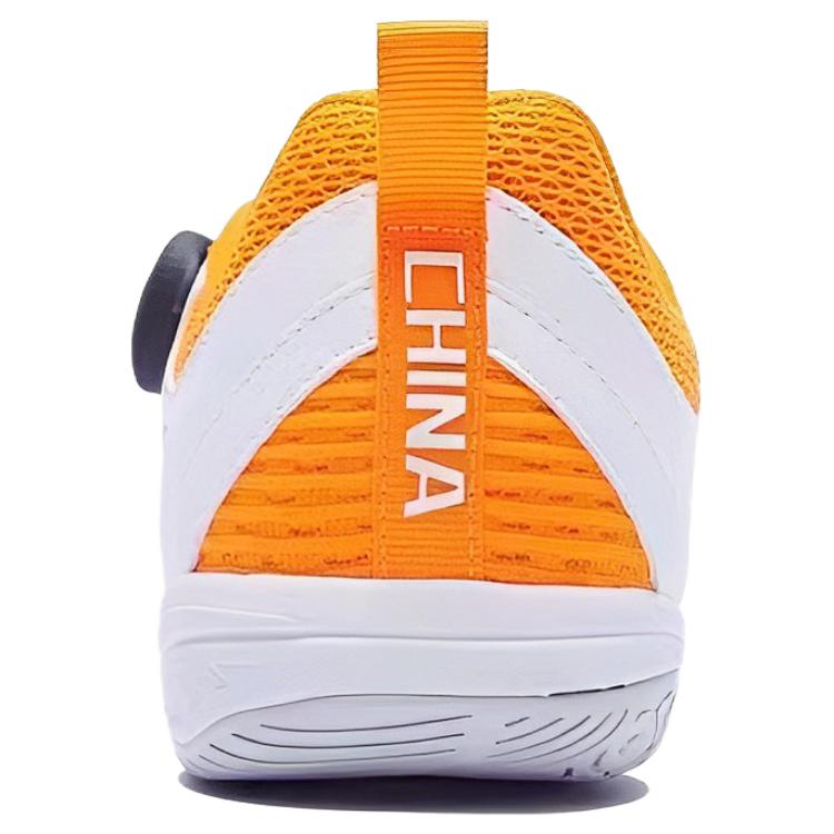 Li Ning Mage ESS Ανθεκτικά στην Τριβή Αναπνέοντα Χαμηλά Παπούτσια Πινγκ Πονγκ Unisex Λευκό Πορτοκαλί APTT001-2