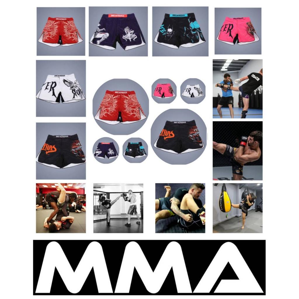 MMA UFC Martial Arts Muay Thai Shorts Pants Kickboxing Boxing Fight Unisex Men Women Kid Quick Dry Print Elastic Polyester Training Trunk