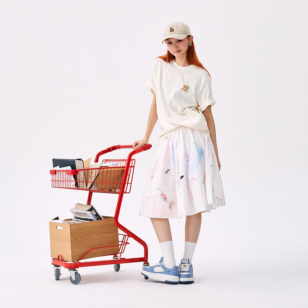 New MLB Monogram NEW YORK YANKEES SS25 T-Shirt Unisex Cream 3ATSM0653-50CRS