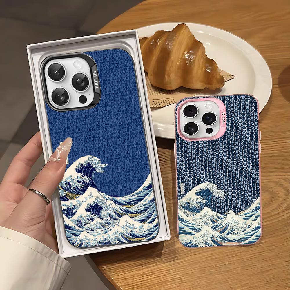 Japanese Waves Phone Case For IPhone 17 16 15 14 13 12 11 Pro Max Plus Pro Colorful Shell