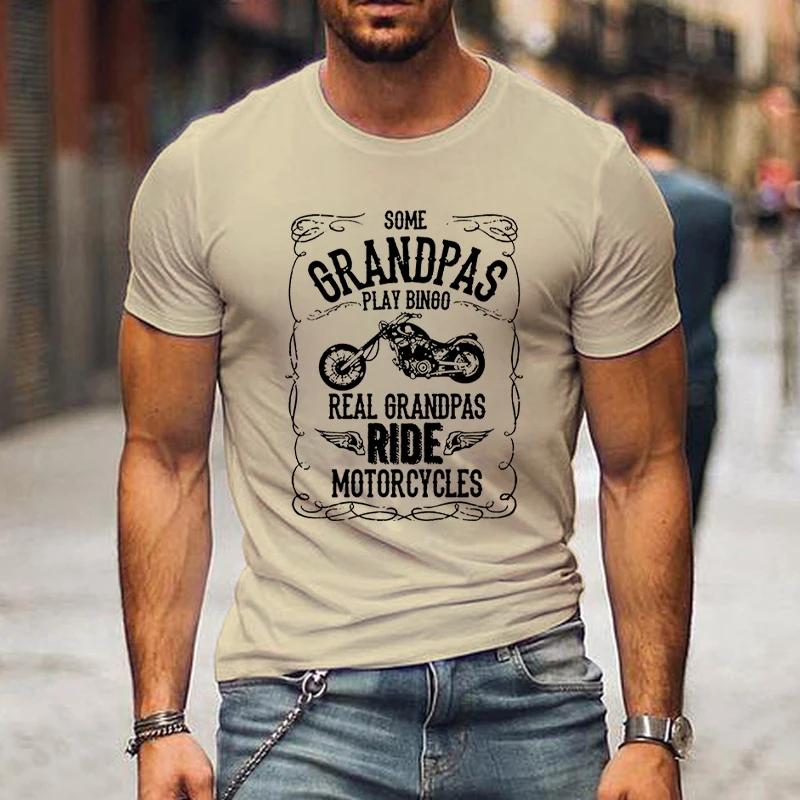 Grandpas Ride Motorcycles Print Men's T-shirts Father's Day Gift Short Sleeve Tops Tees Summer Harajuku Fashion O-Neck Tshirt