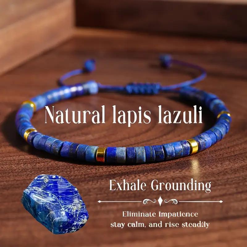 Adjustable Bohemian Lapis Lazuli Braided Bracelet – Natural Healing Gemstone, Calming Unisex Daily Gift