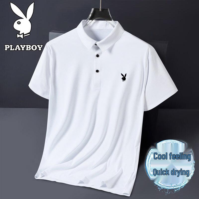 PLAYBOY Men's Ice Silk Breathable Polo Shirt