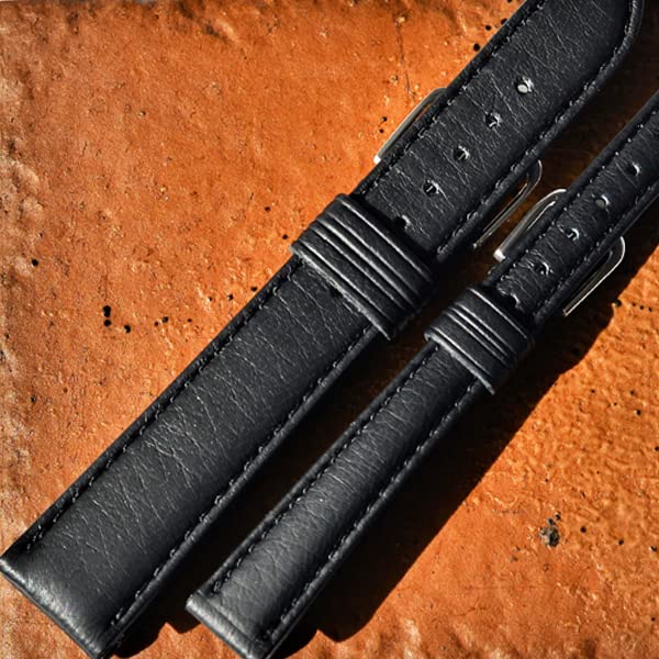 Deer Watch Strap Watch Band Red Deer Leather Replacement In [ROCOTTE] (Black / 19-16mm / Leather) (Made Japan/Genuine Leather)