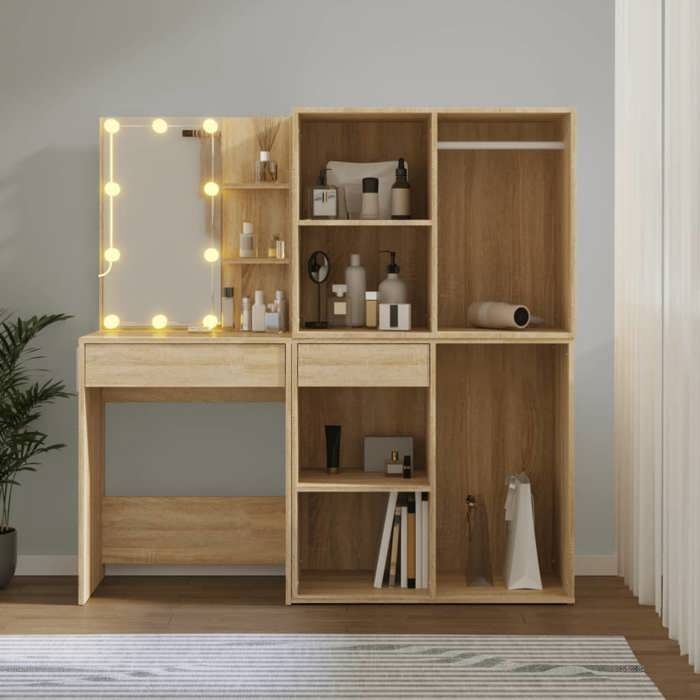 Maison Exclusive - Coiffeuse à LED avec 2 armoires Chêne sonoma Bois d'ingénierie