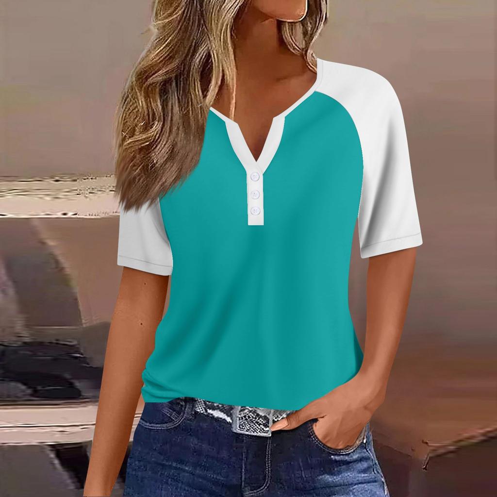 Women's T Shirt Tee Print Button Raglan Sleeve Daily Weekend Fashion Basic V Neck Regular Top
