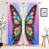 2 Pieces, Multi-color Butterfly Printed Curtains - Semi Transparent - Suitable for Living Room, Bedroom, Kitchen, Home Decoratio